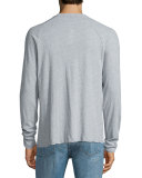 Melange Jersey Henley T-Shirt, Light Blue