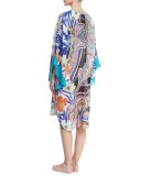 Mixed-Print Coverup Tunic, Multicolor