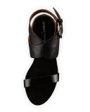 Jaden Leather Crisscross Wedge Sandal, Black