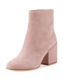 Taye Suede Chunky-Heel Bootie, Pink Mauve