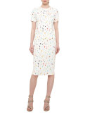 Boulder-Print Midi Pencil Skirt, Cream