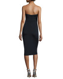 Strapless Cutout Midi Cocktail Dress, Midnight