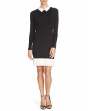 Long-Sleeve Collared Sweater Dress
