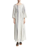 Selar Striped Long-Sleeve Maxi Dress, White Pattern