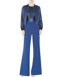 Paula High-Rise Wide-Leg Pants, Blue