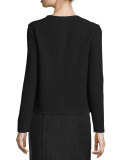 Pierced Long-Sleeve Tunic, Black