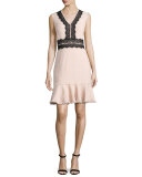 Tweed Contrast-Lace Sleeveless Dress, Ballerina Pink
