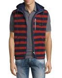 Sherpa Striped Vest w/Hood, Indigo