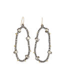 Large Oval Pavé Wire Drop Earrings