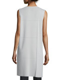Long Intarsia-Grid Vest, Sterling