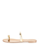 Metallic Toe-Ring Flat Sandal, Gold