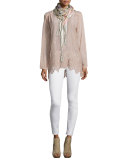 Long Shirred-Yoke Eyelet Tunic, Blush, Plus Size