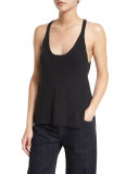 Ribbed Cotton Racerback Tank, Black