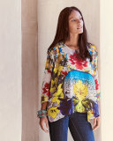 Barra Floral-Print Flutter Blouse 