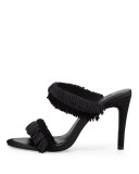 Poppi Suede Fringe Mule Sandal, Black