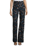 Embellished Floral-Lace Trousers