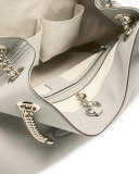 Soho Leather Chain Shoulder Bag, Mystic White