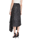 Greta Dot-Print Wrap Skirt, Black