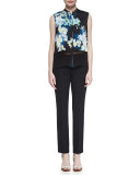 Jillian Slim Wool Pants, Black