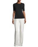 Ferguson Linen Twill Wide-Leg Pants, Off White