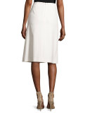 Faux-Wrap A-Line Skirt, Off White