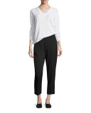 Cropped High-Waist Pants, Black