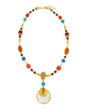 Mixed-Bead Mother-of-Pearl Pendant Necklace, 31"L