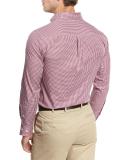 Coastal Mini-Windowpane Check Sport Shirt, Red