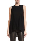 Karma Crewneck High-Low Muscle Tank, Black