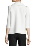3/4-Sleeve Oversized-Collar Top, White