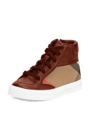 Haypark Mini Check High-Top Sneaker, Black/Tan, Toddler