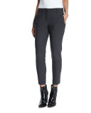 Slim-Leg Monili-Trim Cropped Pants, Anthracite