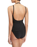 Bandage One-Piece Monokini Swimsuit, Black