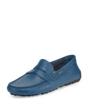 Perforated Leather Driver, Teal