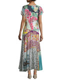 Printed Georgette Maxi Dress, Plus Size