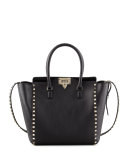 Rockstud Double-Handle Shoulder Tote Bag, Black