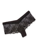 Vendome Floral-Embroidered Hipster Briefs, Black/Gold