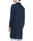 Long-Sleeve Linen Duster, Midnight 