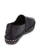 Noa Leather Espadrille Flat, Black