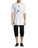 Cropped Cargo Track Pants, Black