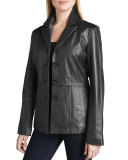 Basic Solid Leather Blazer