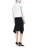 Caravan Leather-&-Lace Stitched Sweater, Cream