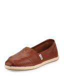 Alpargata Leather Slip-On Flat, Medium Brown