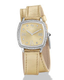 27mm Albion Diamond Leather Strap Watch, Golden