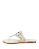 Roselle Laser-Cut Thong Sandal, Ivory