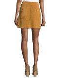 Belted Suede Wrap Skirt, Sand