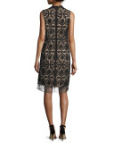 Sleeveless Lace Shift Dress, Black