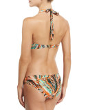 Santorini Tropical-Leaf Print Halter Swim Top