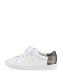 Varin Leather Low-Top Sneaker, Optic White/Gunmetal
