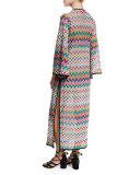 Zigzag Lace-Up Maxi Beach Dress, Multicolor